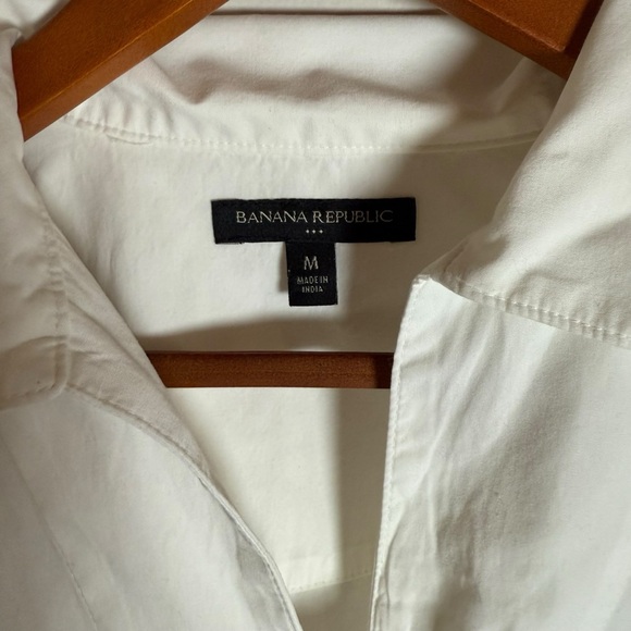 Banana Republic| Women’s White Short Sleeve Poplin Top- Size M - Picture 5 of 9